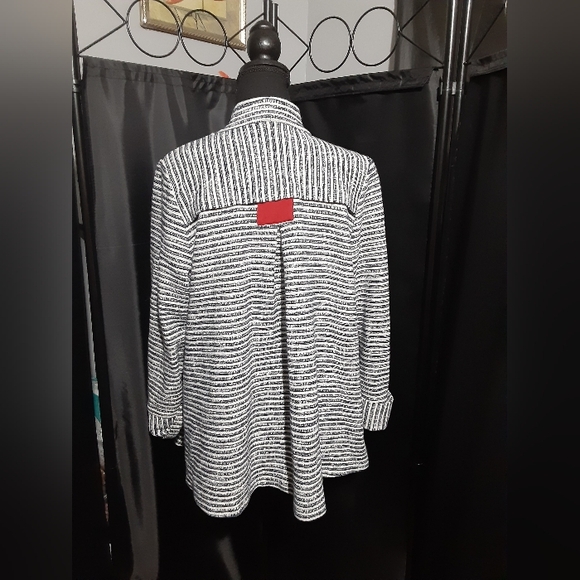 Vintange IC By Connie K Swing Blazer Striped Black White Women's Large BOHO - Picture 6 of 8